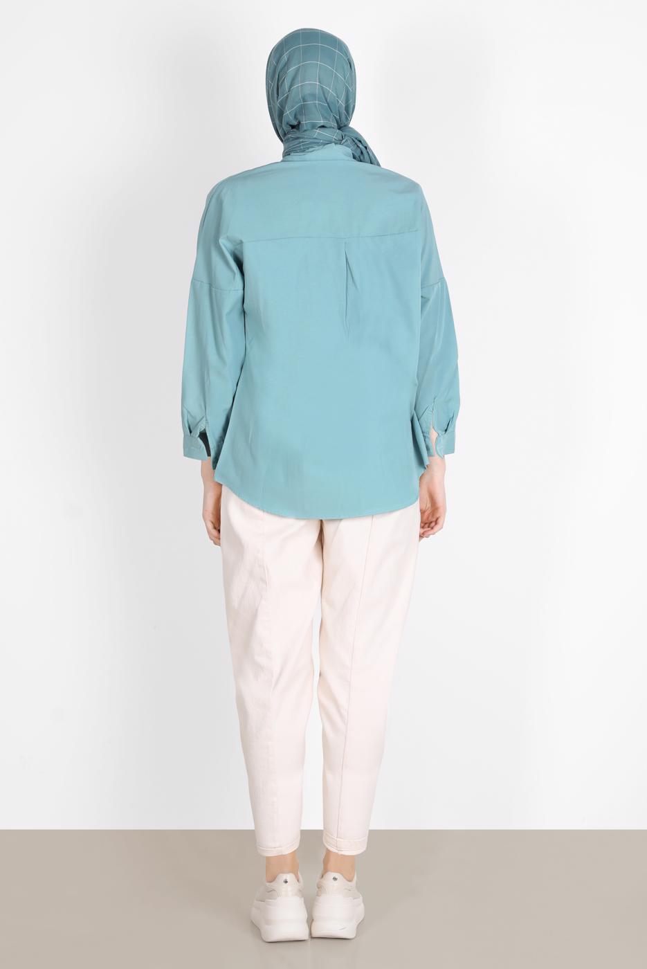 Hijab clothing GREEN BUTTONED BASIC TUNIC 3900 