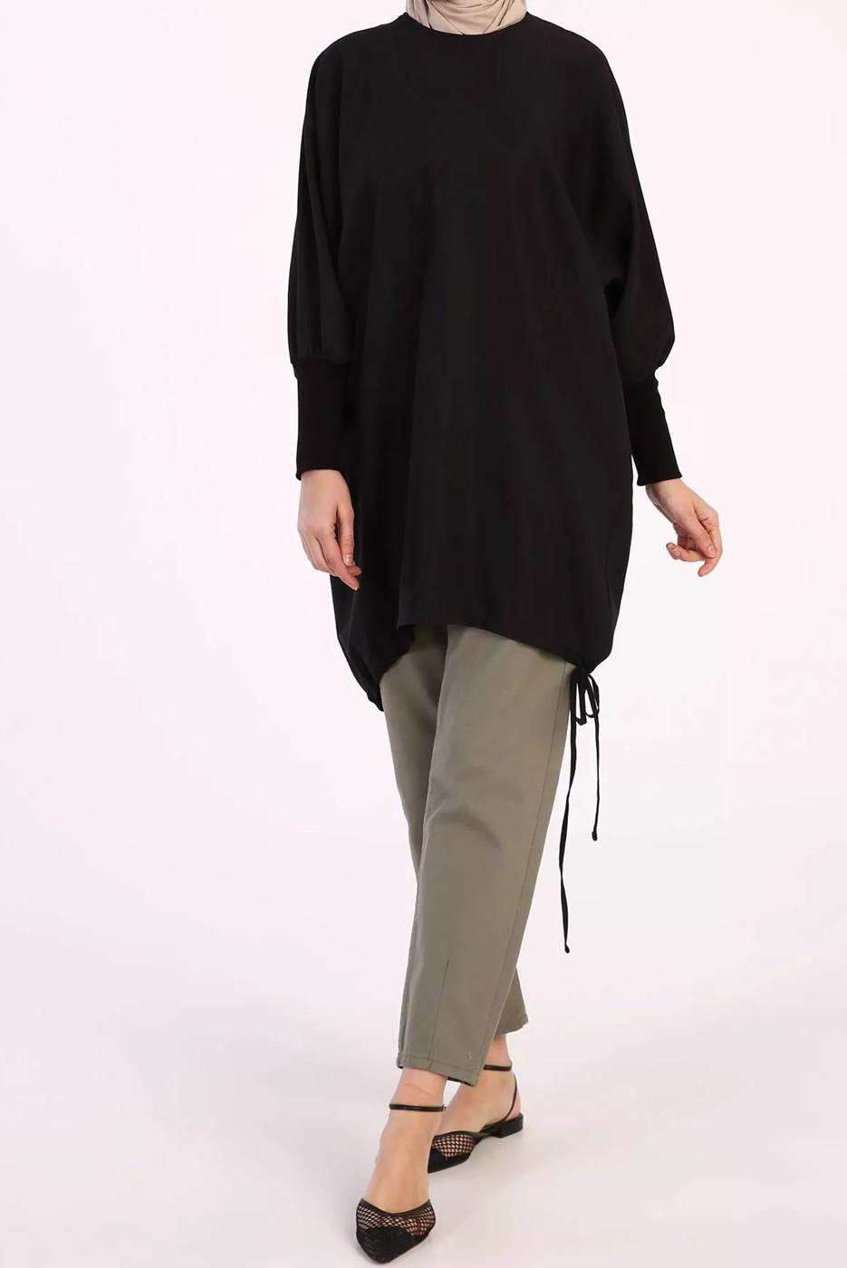 Hijab clothing BLACK TUNIC WITH ELASTIC CUFFS 40005 