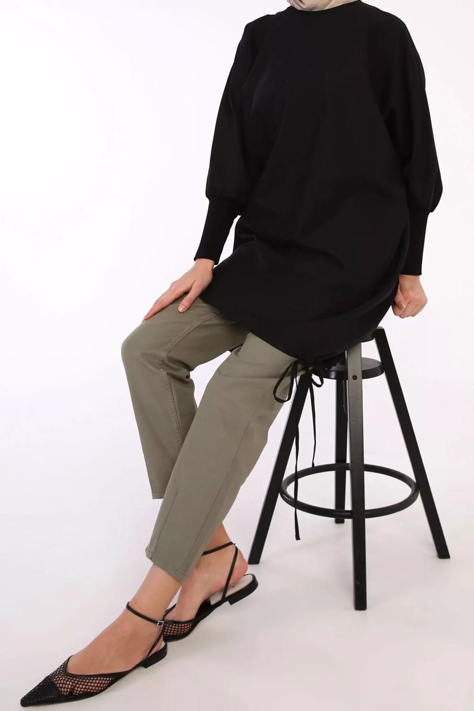 Hijab clothing BLACK TUNIC WITH ELASTIC CUFFS 40005 