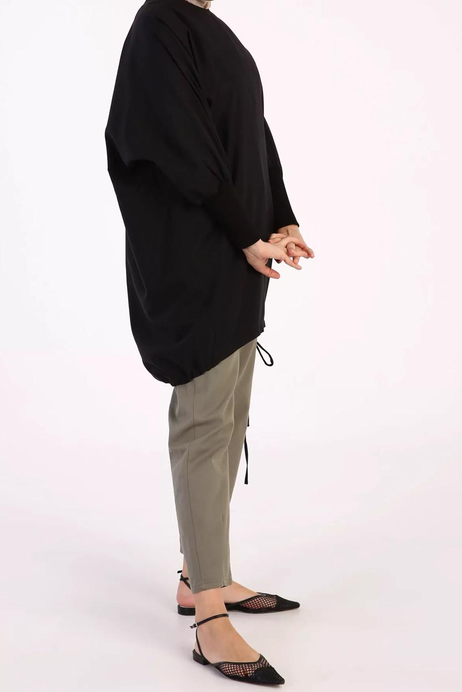 Hijab clothing BLACK TUNIC WITH ELASTIC CUFFS 40005 