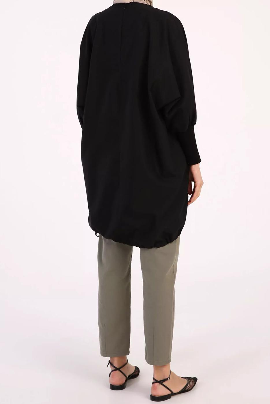 Hijab clothing BLACK TUNIC WITH ELASTIC CUFFS 40005 
