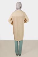 Tesettür giyim BEJ ALVİNA PİLE DETAYLI TUNİK T 42520