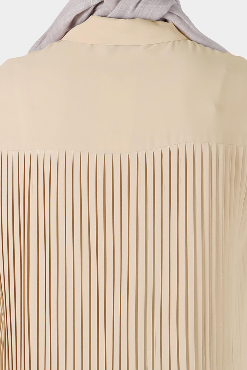 Tesettür giyim BEJ ALVİNA PİLE DETAYLI TUNİK T 42520