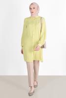 Tesettür giyim SARI ALVİNA PİLE DETAYLI TUNİK T 42520