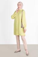 Tesettür giyim SARI ALVİNA PİLE DETAYLI TUNİK T 42520