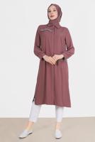 Tesettür giyim PEMBE ALVİNA TAŞ DETAYLI TUNİK T 42544