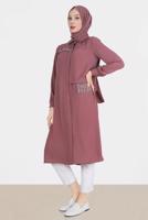 Tesettür giyim PEMBE ALVİNA TAŞ DETAYLI TUNİK T 42544