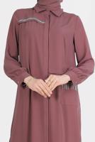 Tesettür giyim PEMBE ALVİNA TAŞ DETAYLI TUNİK T 42544