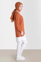 Tesettür giyim TABA ALVİNA V YAKA GÖRÜNÜMLÜ TUNİK T 42559