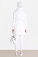 Tesettür giyim KREM ALVİNA BAĞLAMA DETAYLI TUNİK T 42585