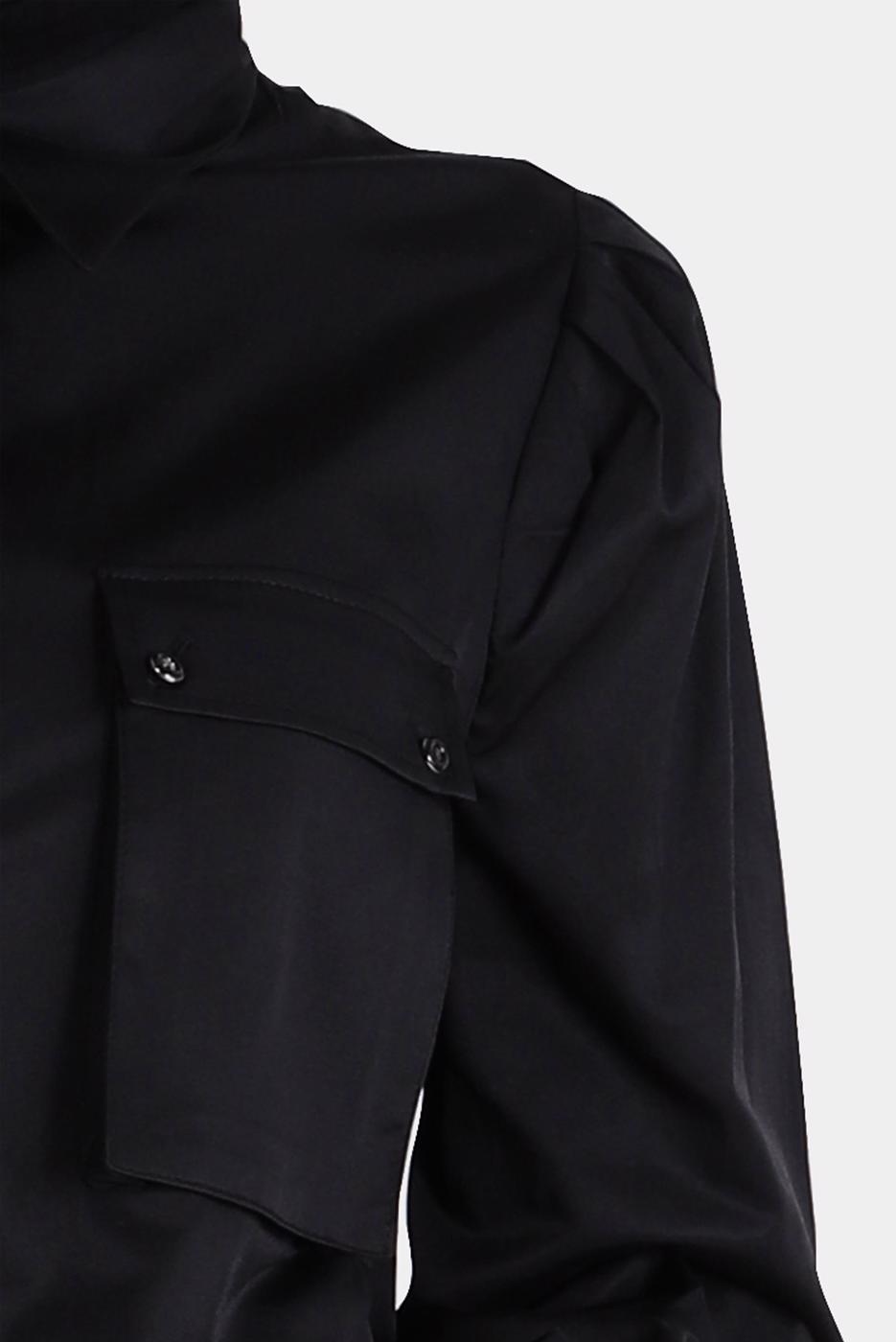 Tesettür giyim SİYAH ALVİNA BOYDAN DÜĞMELİ CEPLİ TUNİK T 42639