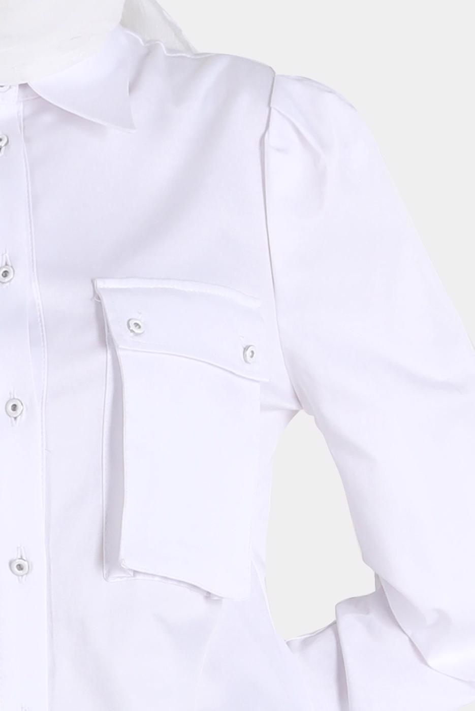 Tesettür giyim BEYAZ ALVİNA BOYDAN DÜĞMELİ CEPLİ TUNİK T 42639