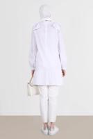 Tesettür giyim KREM ALVİNA FİYONK DETAYLI TUNİK 42663