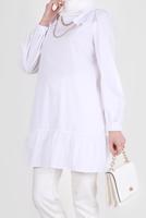 Tesettür giyim KREM ALVİNA FİYONK DETAYLI TUNİK 42663