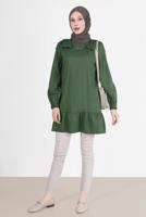 Tesettür giyim HAKİ ALVİNA FİYONK DETAYLI TUNİK 42663