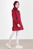 Tesettür giyim KIRMIZI ALVİNA FİYONK DETAYLI TUNİK 42663