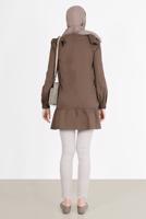 Tesettür giyim KAHVE ALVİNA FİYONK DETAYLI TUNİK 42663