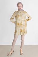 Tesettür giyim TURUNCU ALVİNA BATİK ÇİÇEK DESENLİ TUNİK T 42666