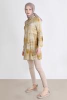 Tesettür giyim TURUNCU ALVİNA BATİK ÇİÇEK DESENLİ TUNİK T 42666