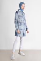 Tesettür giyim LACİVERT ALVİNA BATİK ÇİÇEK DESENLİ TUNİK T 42666