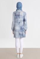 Tesettür giyim LACİVERT ALVİNA BATİK ÇİÇEK DESENLİ TUNİK T 42666