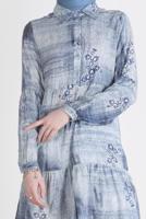 Tesettür giyim LACİVERT ALVİNA BATİK ÇİÇEK DESENLİ TUNİK T 42666