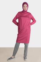 Tesettür giyim FUŞYA ALVİNA DÜĞME DETAYLI TUNİK T 42746