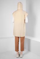 Tesettür giyim BEJ ALVİNA KAPÜŞONLU TUNİK T 42767