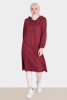 Tesettür giyim BORDO ALVİNA KAPÜŞONLU TUNİK T 42784