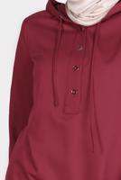 Tesettür giyim BORDO ALVİNA KAPÜŞONLU TUNİK T 42784