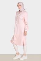 Tesettür giyim PUDRA ALVİNA KAPÜŞONLU TUNİK T 42784