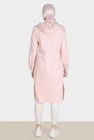 Tesettür giyim PUDRA ALVİNA KAPÜŞONLU TUNİK T 42784