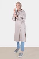 Tesettür giyim BEJ ALVİNA KAPÜŞONLU TUNİK T 42784