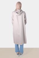 Tesettür giyim BEJ ALVİNA KAPÜŞONLU TUNİK T 42784