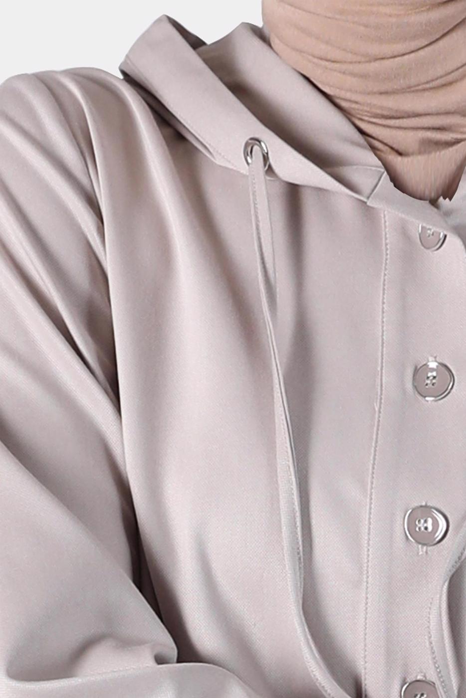 Tesettür giyim BEJ ALVİNA KAPÜŞONLU TUNİK T 42784