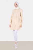 Tesettür giyim BEJ ALVİNA FIRFIR DETAYLI TUNİK T 42824