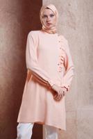 Tesettür giyim PUDRA ALVİNA FIRFIR DETAYLI DÜĞMELİ TUNİK T 42825