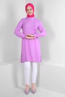 Tesettür giyim MOR ALVİNA FIRFIR DETAYLI DÜĞMELİ TUNİK T 42825