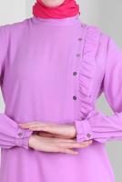 Tesettür giyim MOR ALVİNA FIRFIR DETAYLI DÜĞMELİ TUNİK T 42825