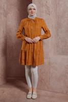 Tesettür giyim TURUNCU ALVİNA EKOSE DESENLİ TUNİK T 42836