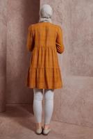 Tesettür giyim TURUNCU ALVİNA EKOSE DESENLİ TUNİK T 42836