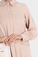 Tesettür giyim BEJ ALVİNA TAŞLI TUNİK T 42866