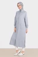 Tesettür giyim GRİ ALVİNA TAŞLI TUNİK T 42866