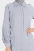 Tesettür giyim GRİ ALVİNA TAŞLI TUNİK T 42866