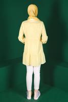 Tesettür giyim SARI ALVİNA ÇİÇEK DESENLİ DÜĞMELİ TUNİK T 42876