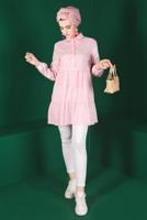 Tesettür giyim PUDRA ALVİNA ÇİÇEK DESENLİ DÜĞMELİ TUNİK T 42876