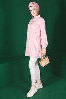 Tesettür giyim PUDRA ALVİNA ÇİÇEK DESENLİ DÜĞMELİ TUNİK T 42876