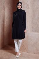 Tesettür giyim SİYAH ALVİNA BAĞLAMA DETAYLI TUNİK T 42880