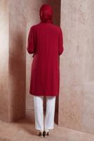 Tesettür giyim KIRMIZI ALVİNA BAĞLAMA DETAYLI TUNİK T 42880