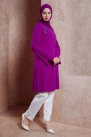 Tesettür giyim FUŞYA ALVİNA BAĞLAMA DETAYLI TUNİK T 42880